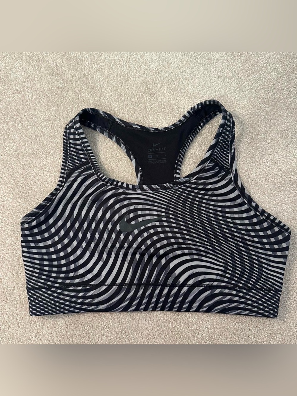Nike Black & White Swirl Racerback Sports Bra